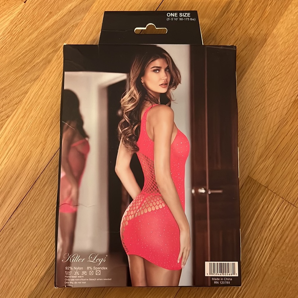 Pink Rhinestone One Shoulder Dress - Picture 4 of 5